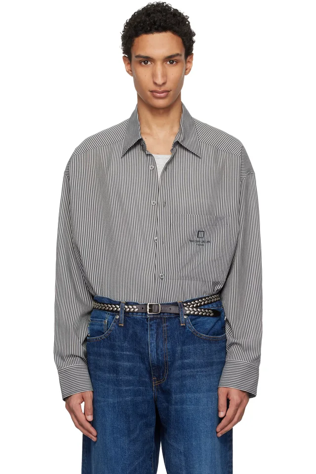 WOOYOUNGMI Black Stripe Over Size Shirt, image 1 of 1 from SSENSE