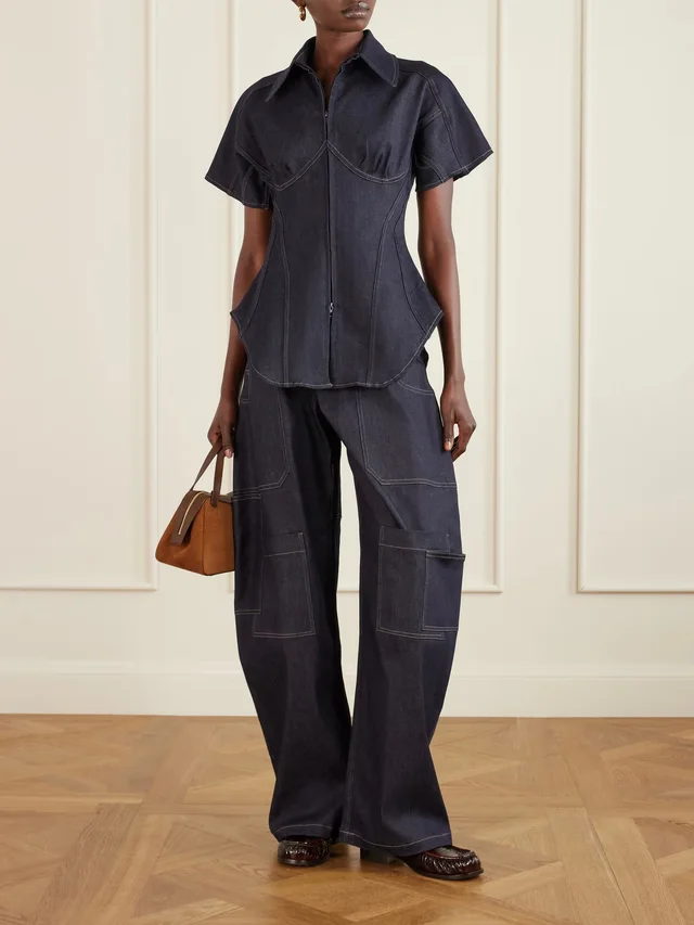 TOLU COKER Paneled denim blouse in Blue, photo 2 of 2 from NET-A-PORTER (Canada)