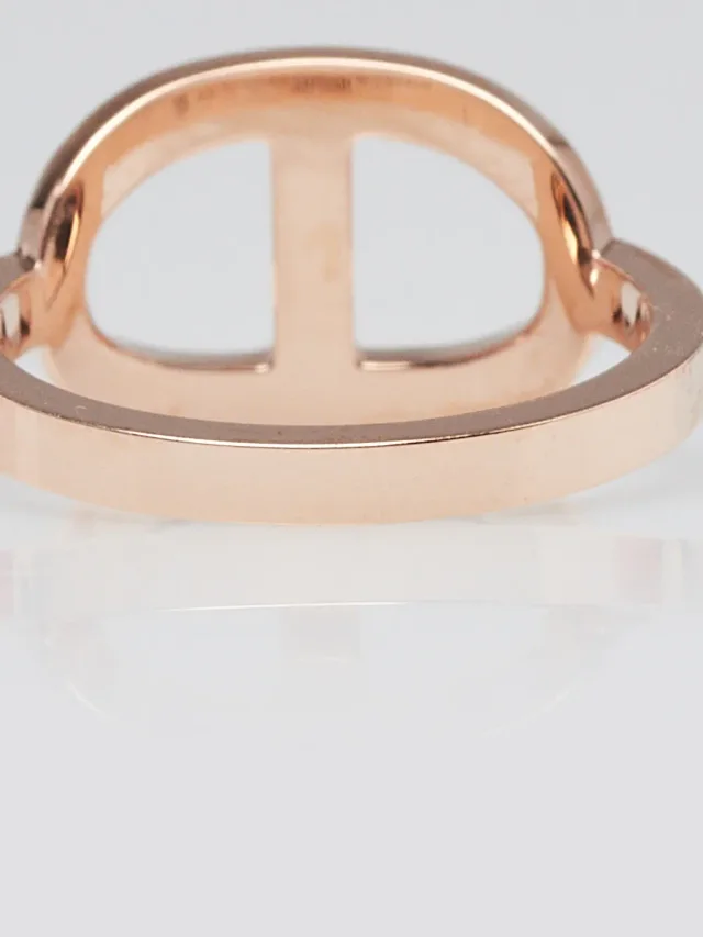 Hermès 18k Rose Gold and Diamond Chaine d'Ancre Contour Medium Model Ring Size 5/49 in Pink from Yoogis, photo 7 of 8