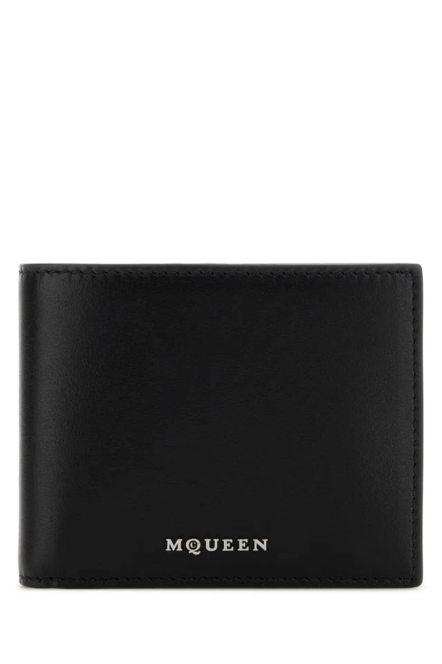Alexander McQueen Leather Wallet — Black in Black Leather from HEWI