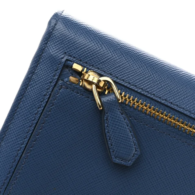 Prada Saffiano Bi-Color Metal Continental Flap Wallet Cobalto Black in Black Saffiano leather from FASHIONPHILE, photo 8 of 12