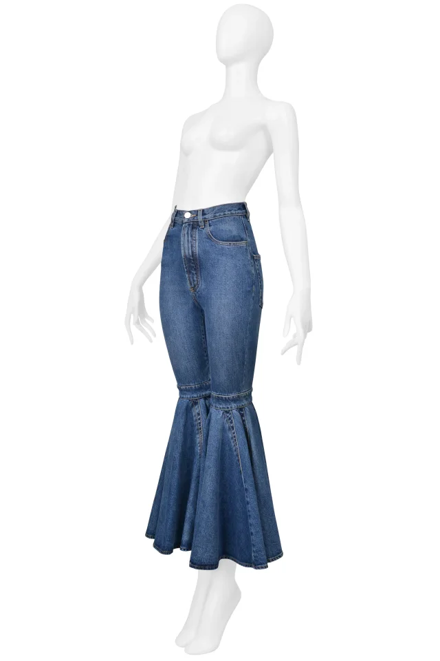 Alaïa Blue Denim Ultra Flare Jeans in Blue Denim from Resurrection Vintage, photo 3 of 8