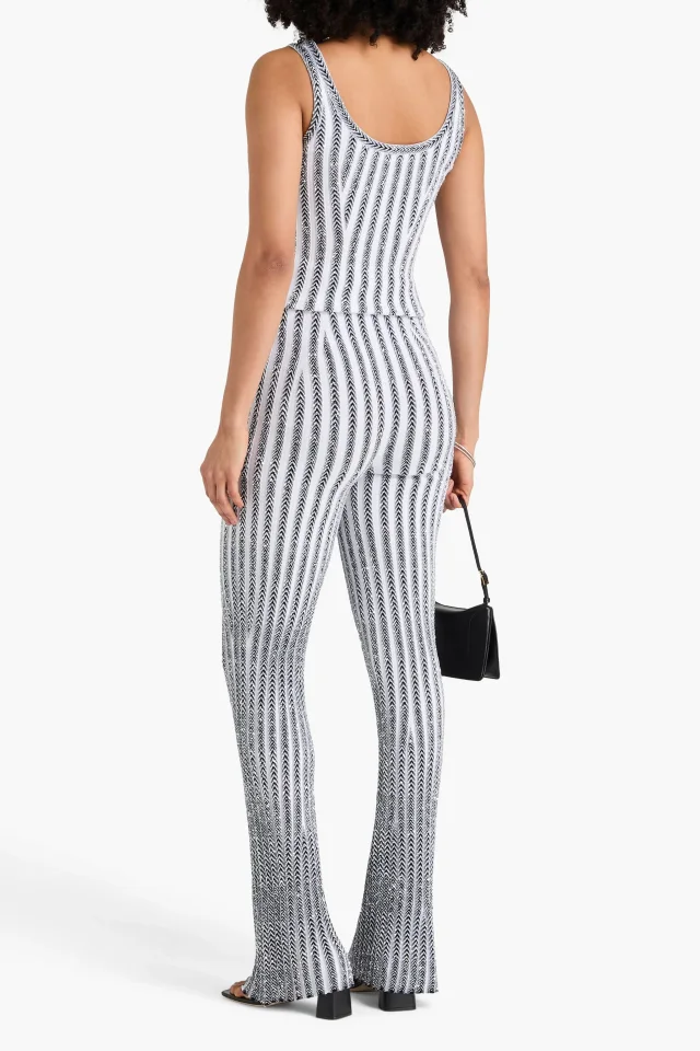 Missoni Sequin-Embellished Ribbed-Knit Flared Pants in Silver, photo 4 of 8 from THE OUTNET