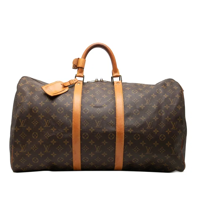 Brown Louis Vuitton Monogram Keepall 55 Travel Bag in Brown Coated canvas from Designer Revival