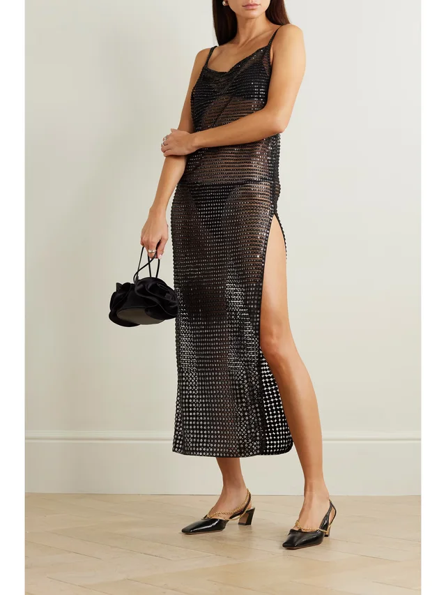 BODE Crescendo open-back sequined mesh midi dress in Black, photo 2 of 2 from NET-A-PORTER (Canada)