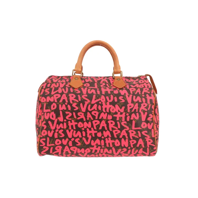 Louis Vuitton Speedy 30 Graffiti Limited Edition handbag in brown and pink Monogram canvas and natural leather in Brown Coated canvas from Collector Square, photo 2 of 3
