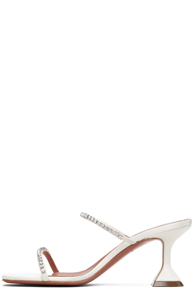 Amina Muaddi White Gilda Slipper 70 Heeled Sandals, photo 3 of 5 from SSENSE