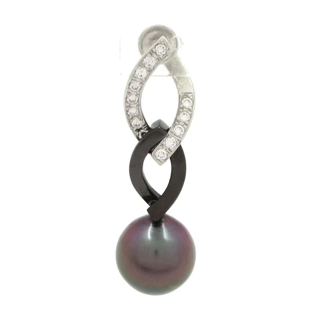Mikimoto Clip On Earrings 18k White Gold 18k (Black Coating) Diamond Black Pearl in black|white from Poshmark