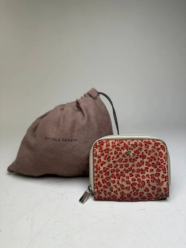 Bottega Veneta Vintage Leopard Print Leather Wallet Beige Red in neutral|white Leather from Grailed