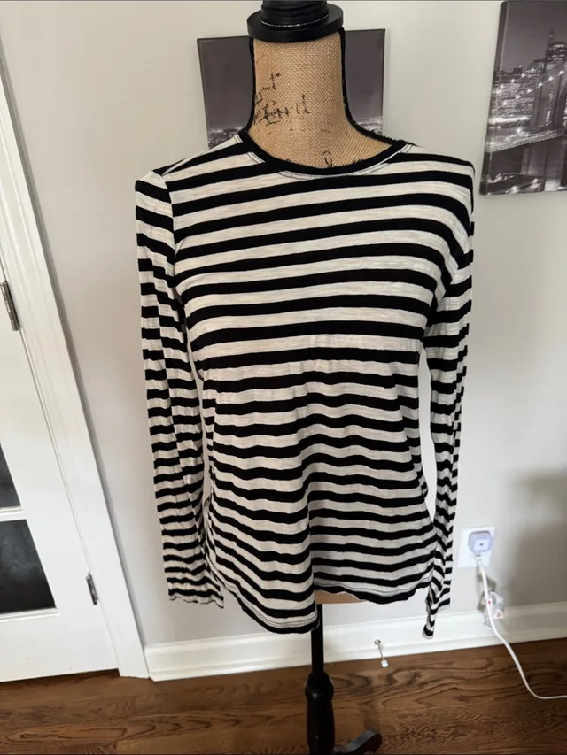 Proenza Schouler Black And White Striped Long-Sleeve Tee in black|white from Poshmark
