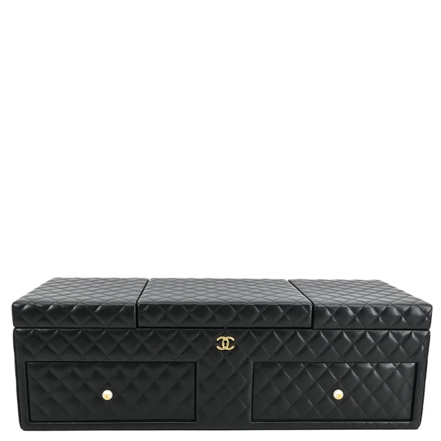 Chanel 2019 Black Lambskin Jewelry Box in Black Lambskin from AMORE Vintage Tokyo