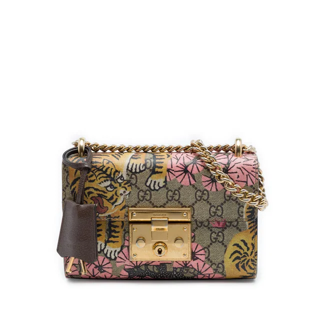 Beige Gucci Small GG Supreme Bengal Padlock Crossbody in Beige Coated canvas from Designer Revival