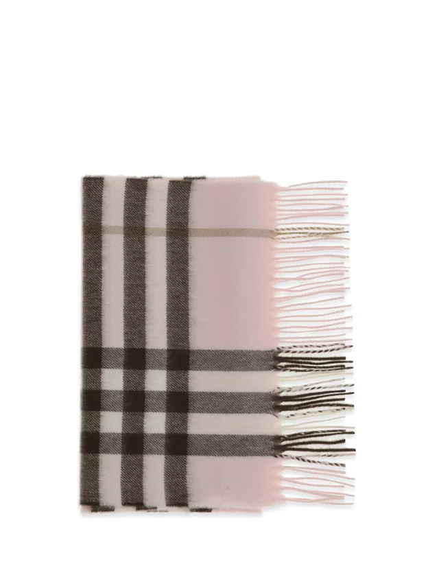Burberry Check Cashmere Scarf — Pink Kashmir/capra Hircus Scarfs in Pink Cashmere from HEWI