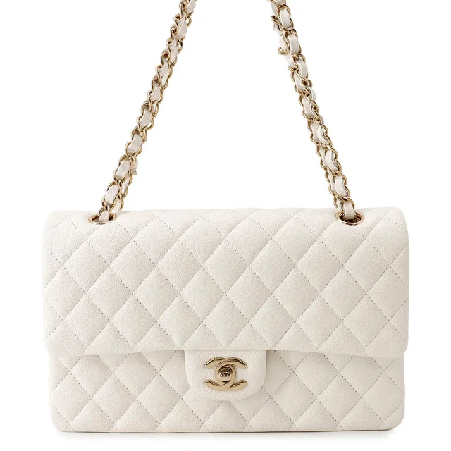 Chanel Matelasse 25 Double Flap Chain Shoulder WhiteA01112 Caviar Leather in Caviar leather from GALLERY RARE