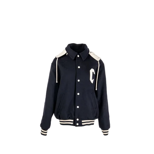 Celine Size 42 Stadium Hooded Jacket Cashmere Midnight Black SHW in Black Cashmere from EMIER
