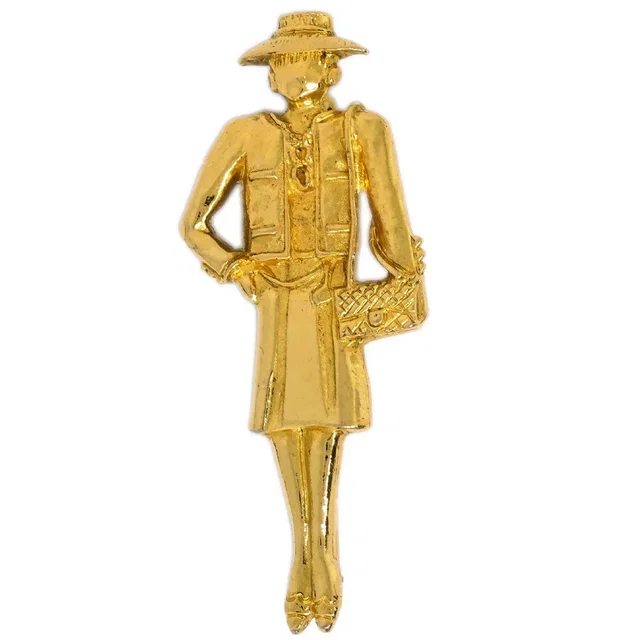 Chanel Gold Mademoiselle Brooch Pin in Gold from AMORE Vintage Tokyo