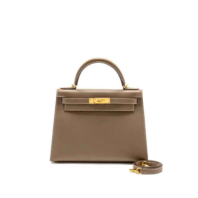 Hermès kelly 28 Epsom etoupe GHW stamp Z in Taupe Epsom leather from EMIER