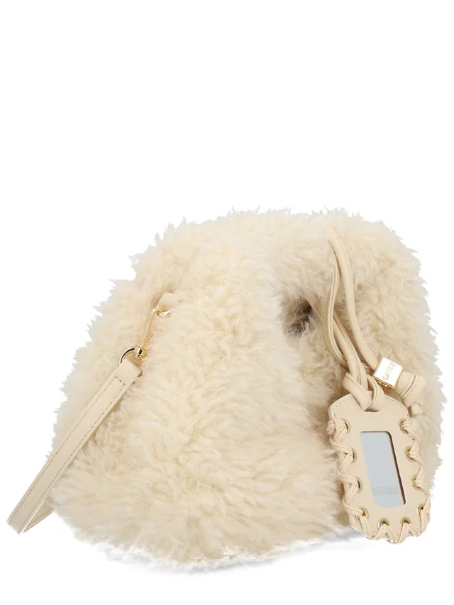 GANNI Faux Fur Hobo Bag — Ivory Recycled Polyester in White Leather from HEWI