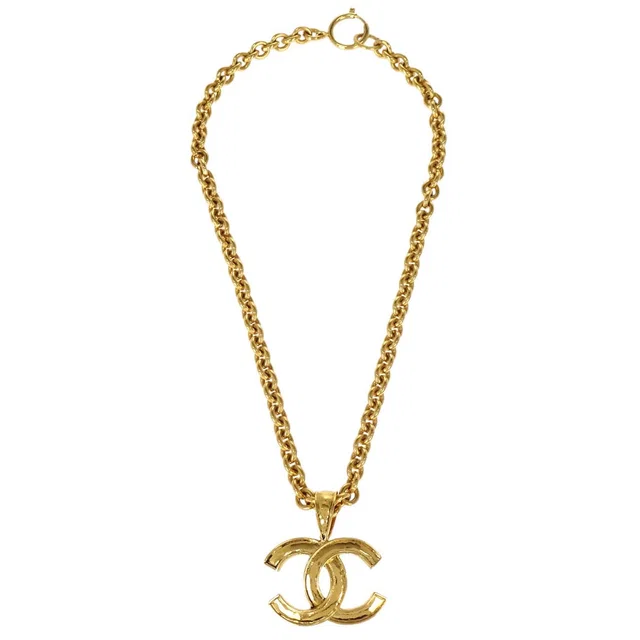 Chanel Gold CC Pendant Necklace 94P in Gold from AMORE Vintage Tokyo