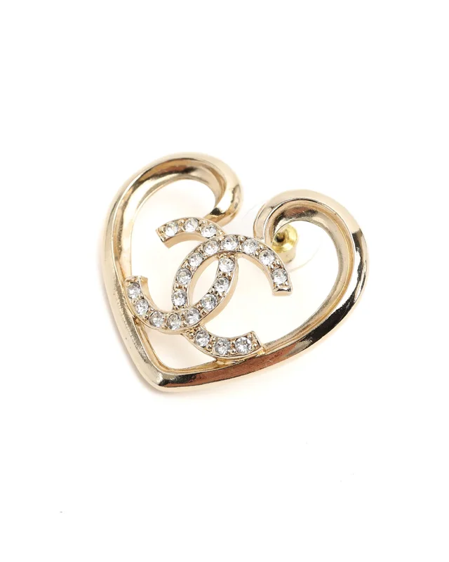 Chanel Coco Mark Rhinestone Heart Earrings from A Retro Tale, photo 2 of 4