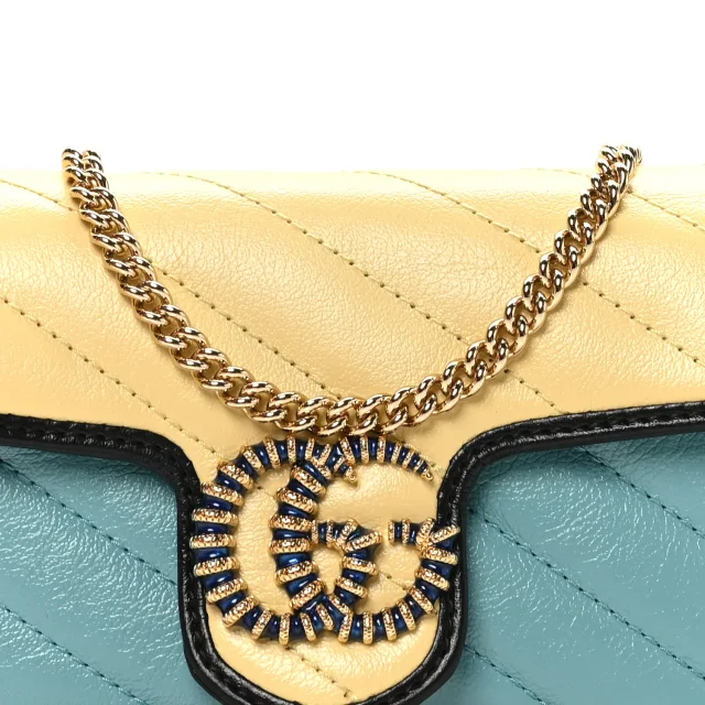 Gucci Azalea Calfskin Enamel Matelasse Diagonal Super Mini Torchon GG Marmont Shoulder Bag Butter… in Black Calfskin from FASHIONPHILE, photo 8 of 11
