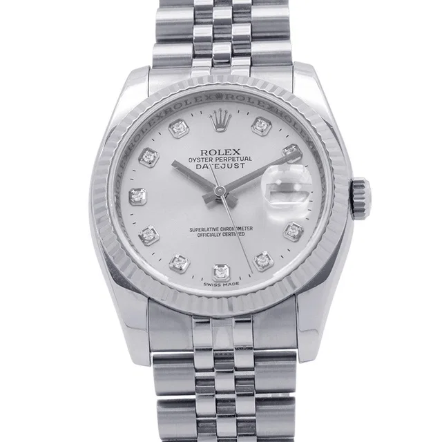 Rolex Datejust W36mm Stainless Steel 18KWG Silver Dial116234G in Silver from GALLERY RARE