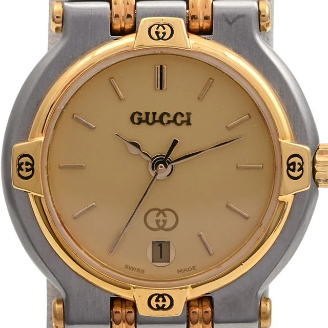 Gucci Round Logo Face Watch 9000L Quartz Champagne from VINTAGE QOO TOKYO, photo 2 of 8