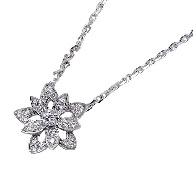 Van Cleef & Arpels Necklace Diamond Lotus Mini White Gold in White from The Reluxe