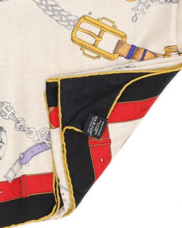 Hermès 140 Chevaux Dechaines Cashmere Silk Scarf in Silk from A Retro Tale, photo 4 of 4
