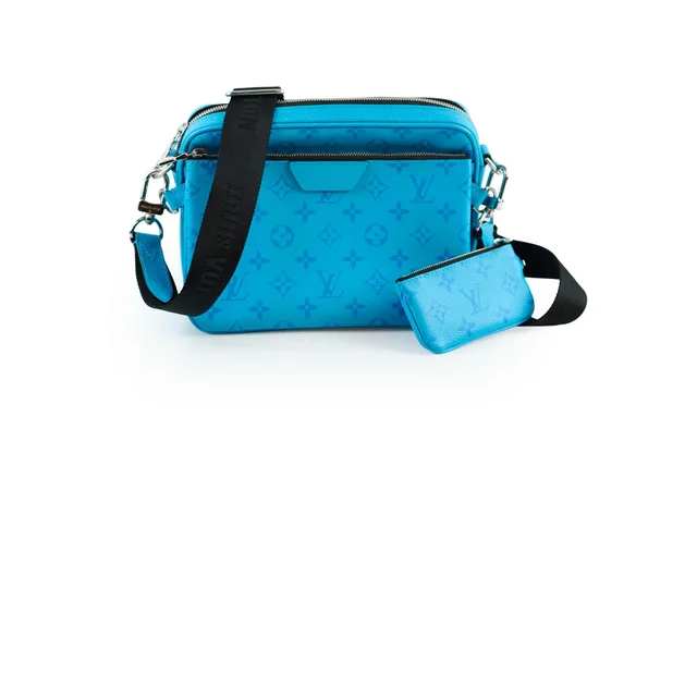 Louis Vuitton Trio Messenger Taigarama Bag Blue in Blue Canvas from The Purse Affair