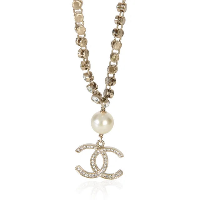 Chanel Gold-Plated 2021 Strass & Faux Pearl Necklace in Gold from myGemma