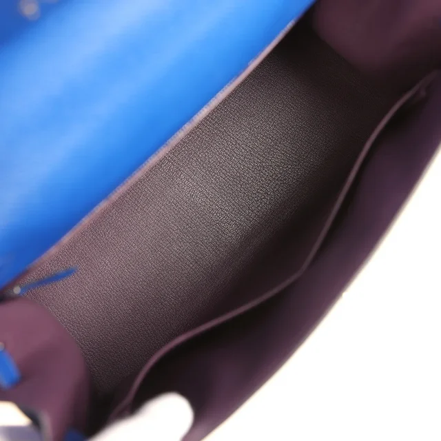Hermès Kelly Sellier 28 Bleu Royal Verso Epsom Palladium Hardware in Blue Epsom from Madison Avenue Couture, photo 2 of 2