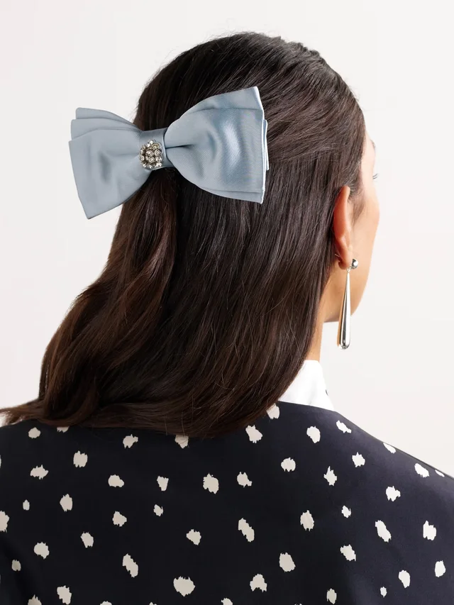 ERDEM Crystal-embellished satin bow hairclip in Blue, photo 2 of 2 from NET-A-PORTER (Canada)
