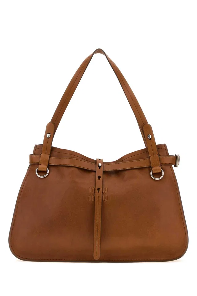 Miu Miu Vitello Leather Shoulder Bag — Cognac in Brown Leather from HEWI