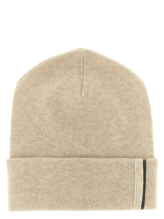Brunello Cucinelli Beanie — Cream Pure Cashmere Beanies in White Cashmere from HEWI