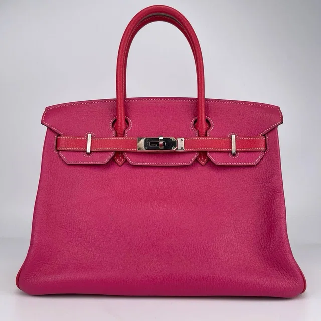 Hermès Birkin 30 Handbag Togo Framboise in Togo leather from The Reluxe