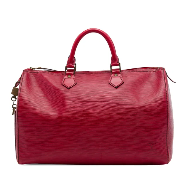 Red Louis Vuitton Epi Speedy 35 Boston Bag in Red Leather from Designer Revival
