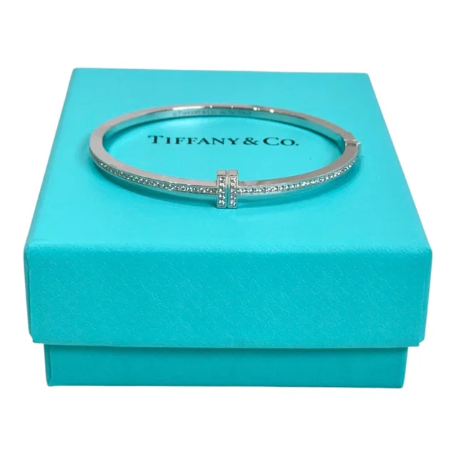 Tiffany & Co. Diamond Hinged Wire Bangle White Gold in White from Luxury Promise