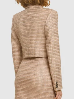 Alessandra Rich Short jacket with central button closure in 87% Polyamide, 13% Polyester, photo 3 of 5 from LUISAVIAROMA