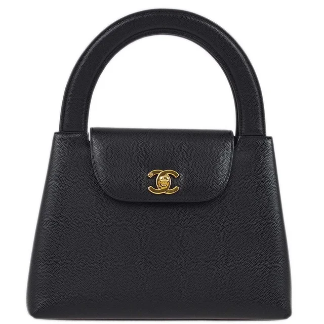 Chanel 1997-1999 Black Caviar Shopping Tote Bag in Black Caviar leather from AMORE Vintage Tokyo