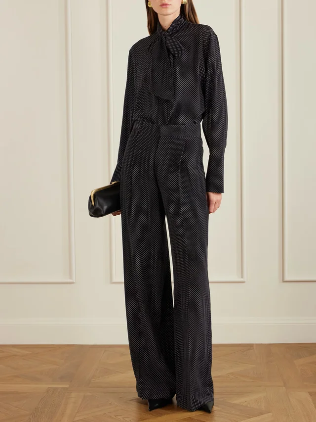 SASUPHI Pussy-bow polka-dot silk-satin blouse in Black, photo 2 of 2 from NET-A-PORTER (Canada)