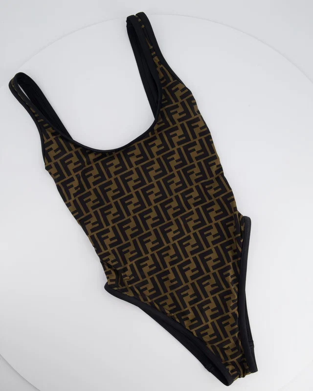 Fendi Brown FF Monogram One-Piece Swimsuit Size IT 38 (UK 6) in Brown from Sellier