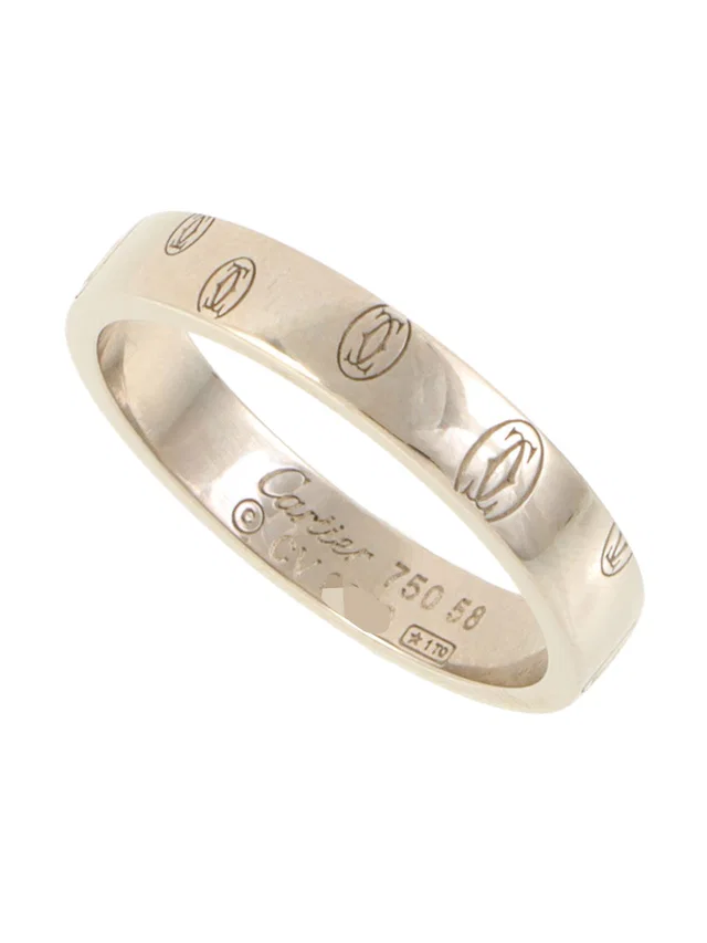 Cartier 18K Happy Birthday Ring #58 White Gold in White from VINTAGE QOO TOKYO