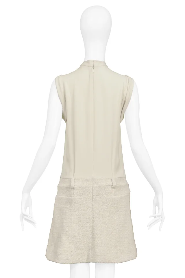 Balenciaga By Ghesquiere Off-white Box Pleat Dress 2006 in White Silk from Resurrection Vintage, photo 2 of 6