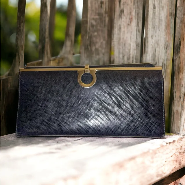 Ferragamo Black Leather Gancini Bit Continental Long Wallet in silver|gray|black Leather from Poshmark