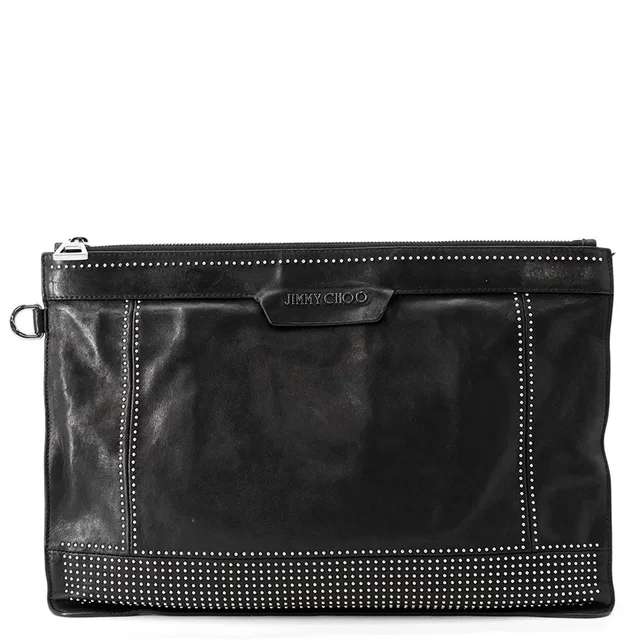 Jimmy Choo Studded Clutch Bag Black Leather in Black Leather from GALLERY RARE