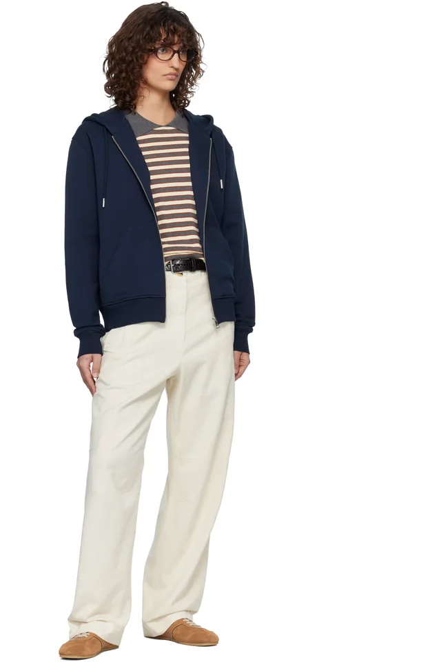AMI Paris Navy Ami de Coeur Zipped Hoodie, photo 4 of 4 from SSENSE