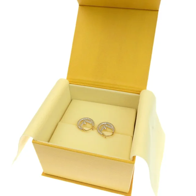 Fendi FF Logo Rhinestone Hoop Earrings 8AH301A44GF089U in Gold Gold-plated metal from LuxUness, photo 5 of 5
