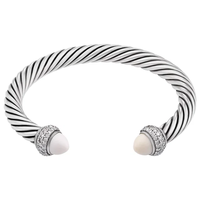 David Yurman Cable Classics Bracelet With Moon Quartz And Diamonds in Yellow Gold, Sterling Silver from Gray And Sons