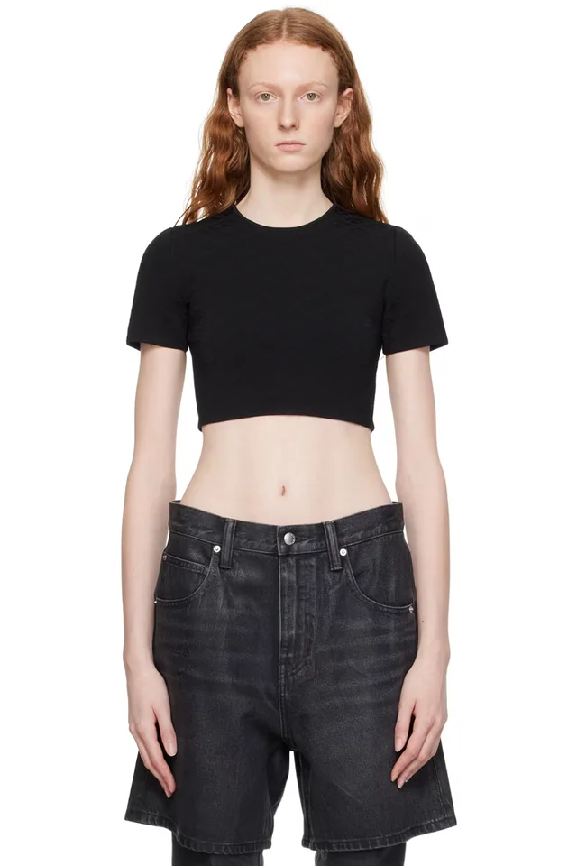 alexanderwang.t Black Cropped T-Shirt, image 1 of 1 from SSENSE